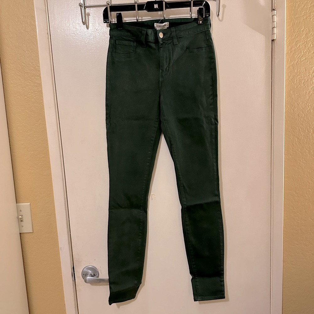 New $325 L'Agence Jeans Sz 25 Green Marguarite Skinny High Rise